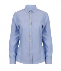 Image 3 of Henbury Ladies Modern Long Sleeve Regular Fit Oxford Shirt