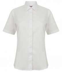 Image 4 of Henbury Ladies Short Sleeve Pinpoint Oxford Shirt