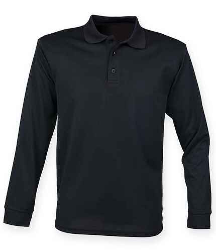 Henbury Unisex Long Sleeve Coolplus® Piqué Polo Shirt