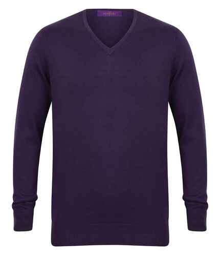 Henbury Lightweight Cotton Acrylic V Neck Sweater