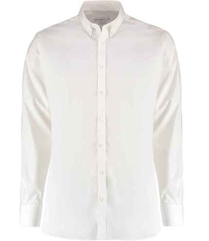 Kustom Kit Slim Fit Stretch Long Sleeve Oxford Shirt